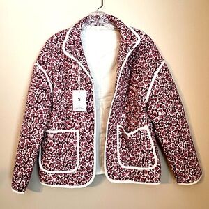 Pink Floral Cropped Puffer Jacket Size Small NWT‎
